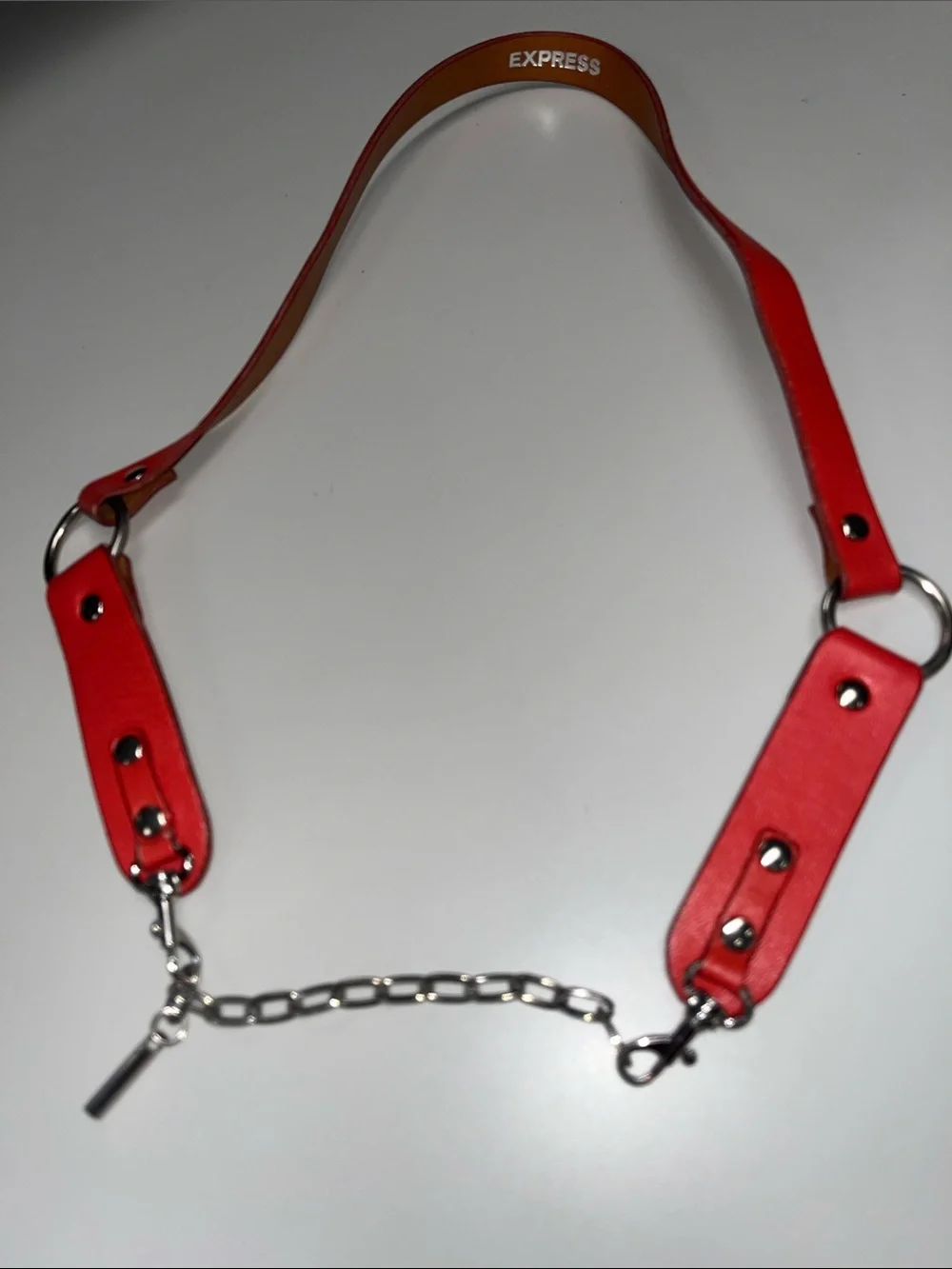 Express Red Leather Chain Hairband